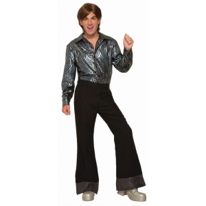 70s Costume Black Disco Flare Pants - Mens 70s Disco Costumes